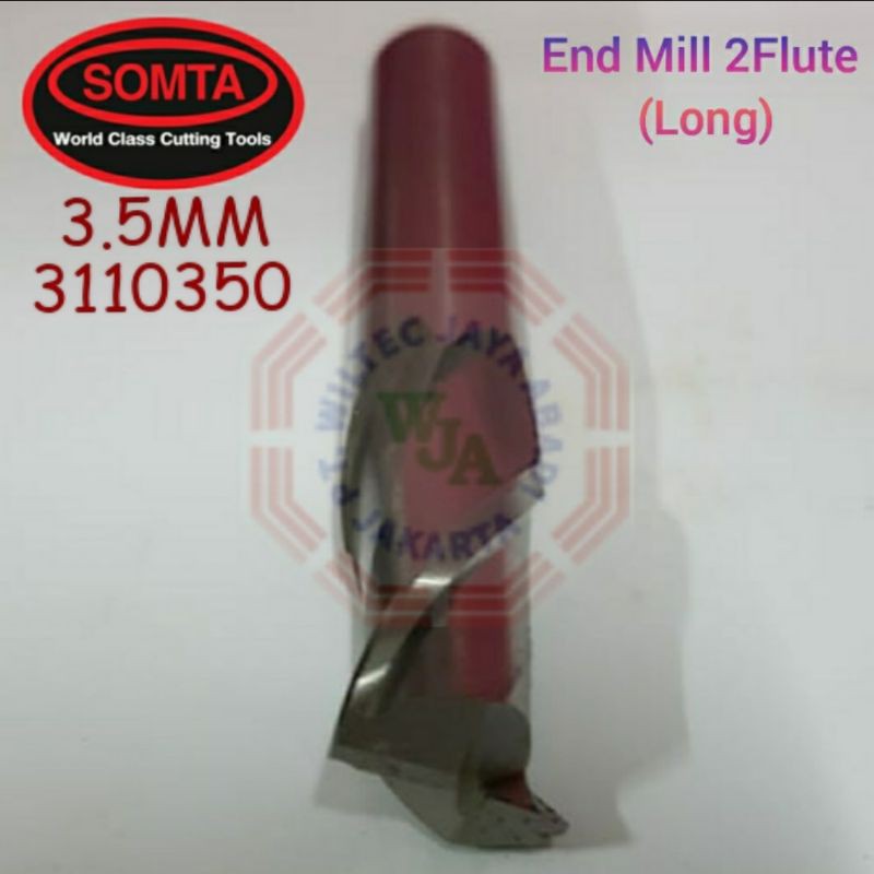 Mata Milling / End Mill Long 3.5mm 2Flute HSS Merek SOMTA