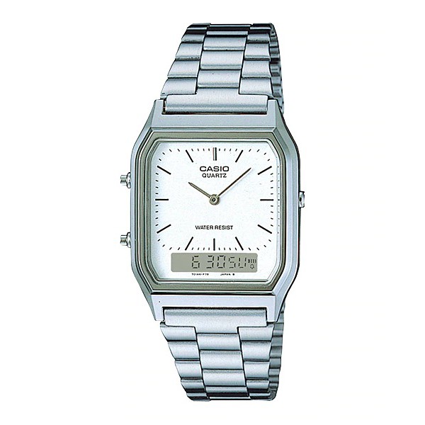 Casio Original AQ-230A-1D / AQ-230A-7D / AQ230A-1D 7D Unisex Digital Stainless Silver