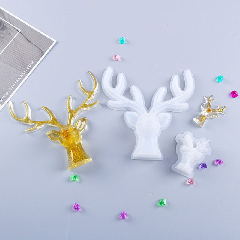 Glitter Deer Horns Decorations Crystal Epoxy Resin Mold DIY Crafts Making Tool Jewelry Storage Show Rack Silicone Mould