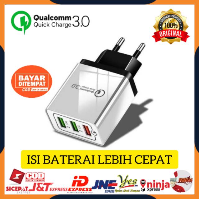 [COD] KEPALA ADAPTOR ADAPTER BATOK CHARGER QUALLCOMM UNIVERSAL 18W USB QUICK CHARGE 3.0 5V 3A QC3UB