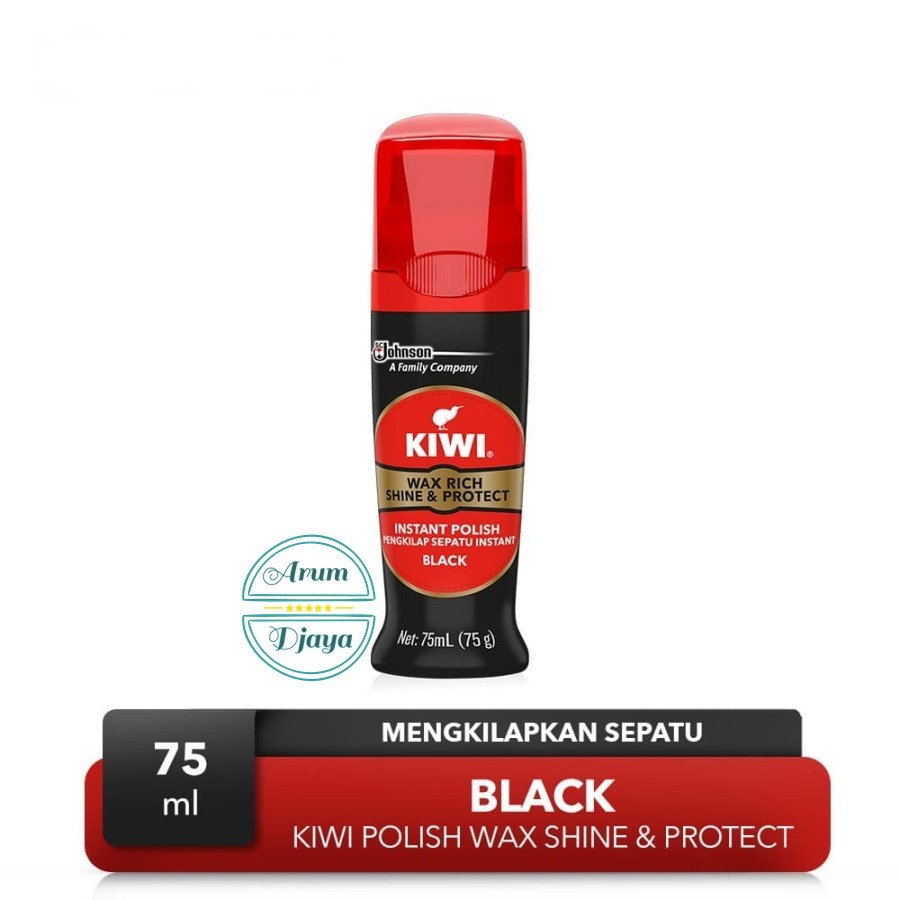 Kiwi Shine &amp; Protect Instant Polish Wax Rich Black 75mL Kiwi Semir Sepatu Cair Hitam