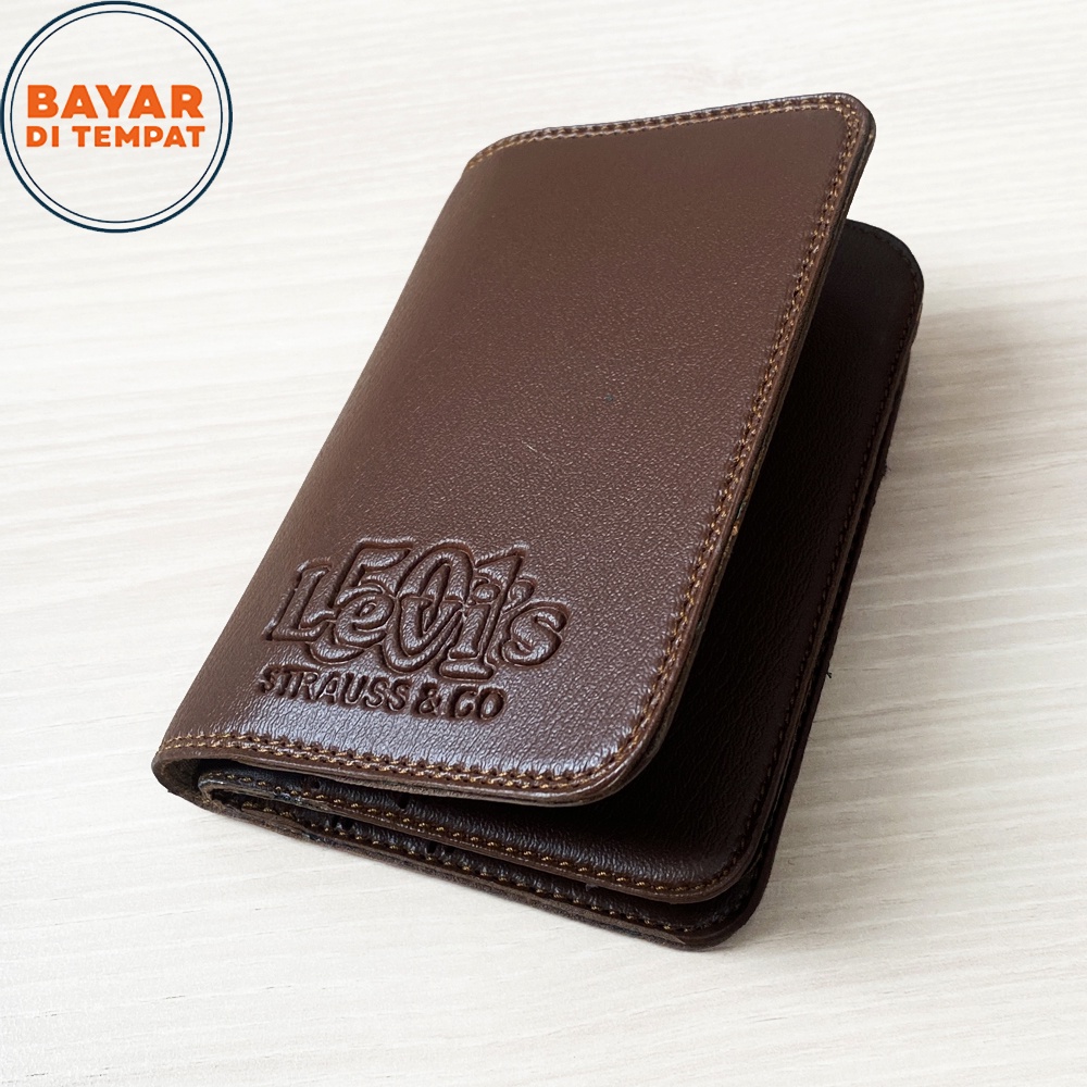 SHOPEE 6.6 SUPER SALE!! Fashion Pria Dompet Tegak Lipat Dua Model 3 Dimensi full Bahan Kulit Dompet Pria dan Wanita Dompet Distro Model Bifold Men Wallet - Brown