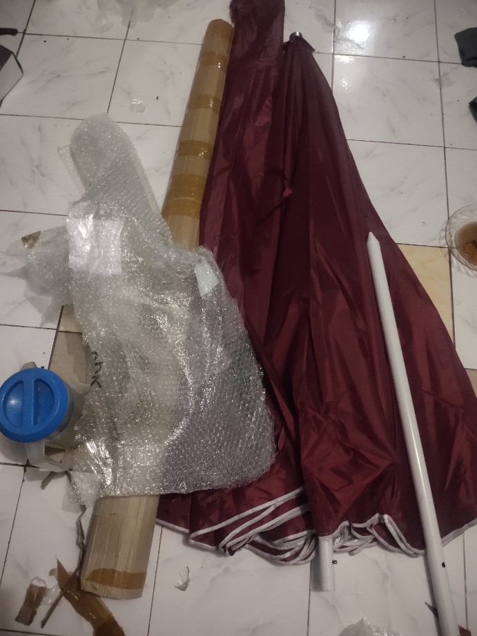 Payung Tenda Pantai 250cm Polos Anti-uv Double (2 Lapis/ 2 Layer/ 2 Helai) Cafe Besar Jumbo