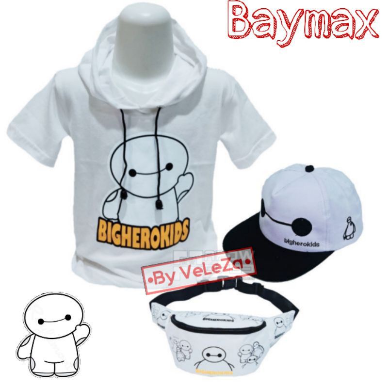 Baju hoodie anak BAYMAX gratis tas selempang topi - baju anak