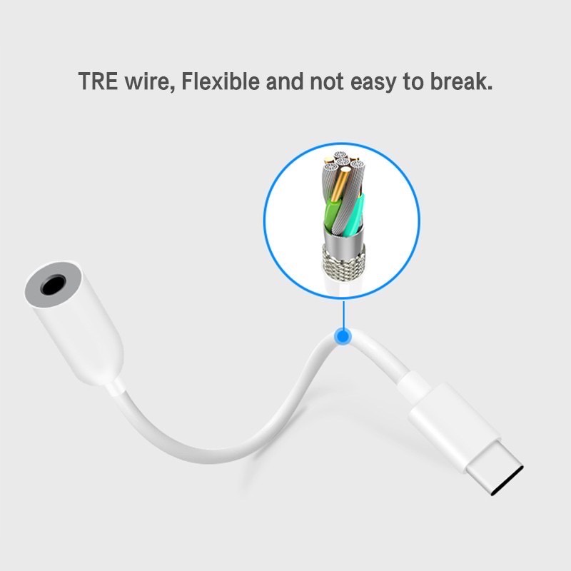 Adaptor Earphone Kabel USB-C to 3.5 mm Jack / Kabel Penghubung Handphone Android dengan Wired Earphone / Converter Adaptor USB Type C ke 3.5 mm Headphone Jack