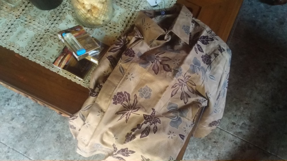 Kemeja Batik Pria Lengan Panjang Premium Motif Daun Pepaya Coklat Choklat Cokelat 728094 Cap 72