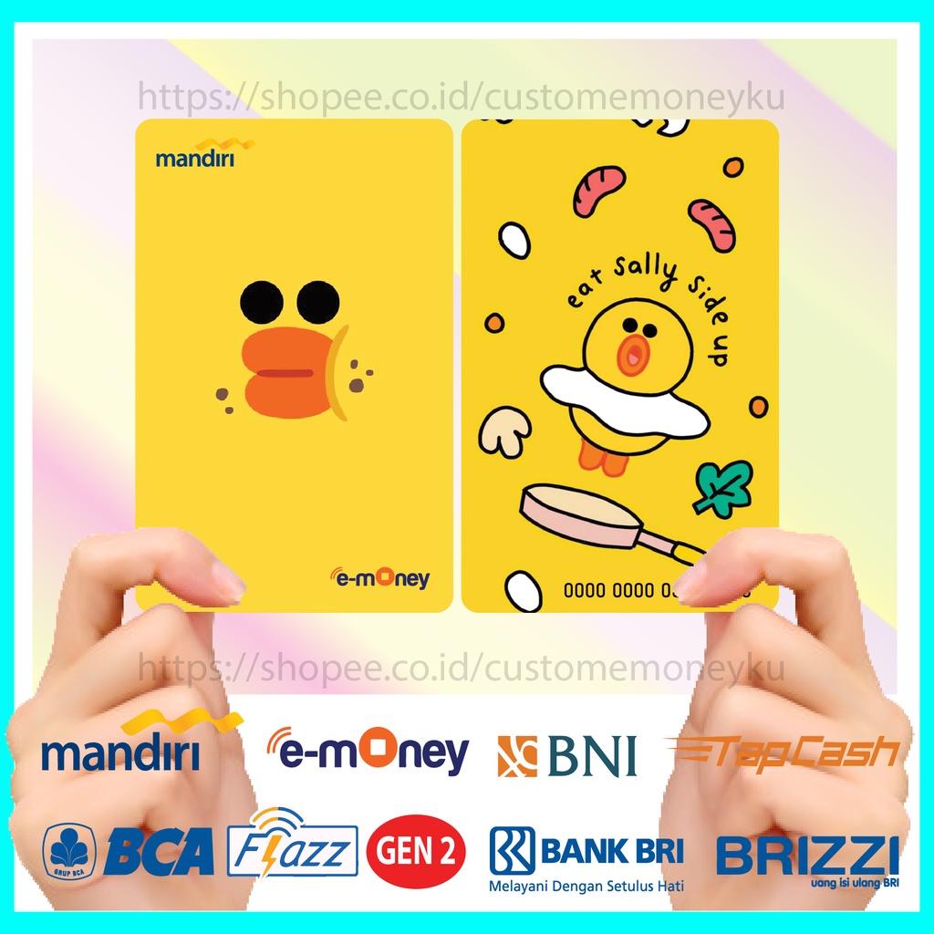 KARTU EMONEY ANIME KARTUN SALLY BEBEK ETOLL E-MONEY MANDIRI FLAZZ BCA GEN 2 TAPCASH BRIZZI - 2 SISI