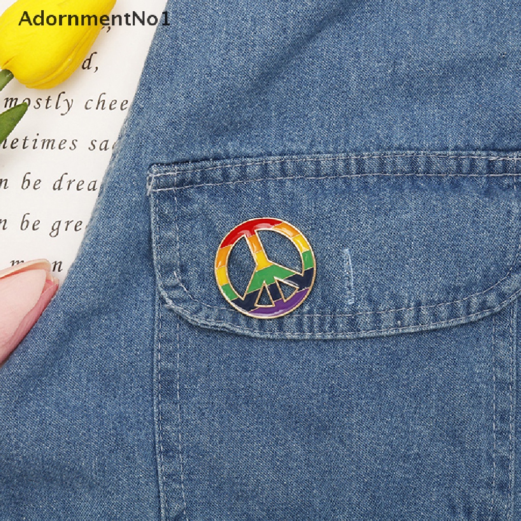 (AdornmentNo1) 1pc Bros / Pin Desain Simbol Peace Gaya Hippie Untuk Aksesoris Kerah Pakaian