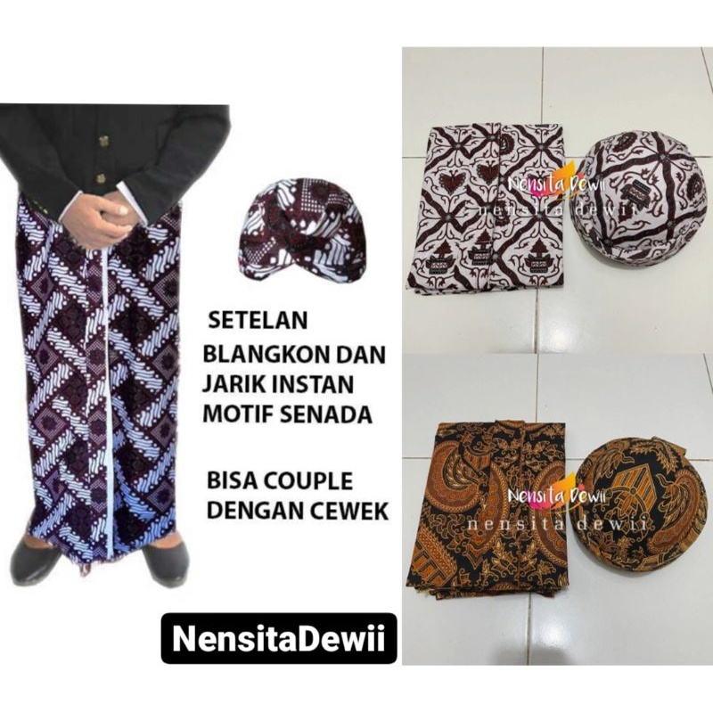 Set Blangkon + Jarik Instan Cowok / Motif Lengkap