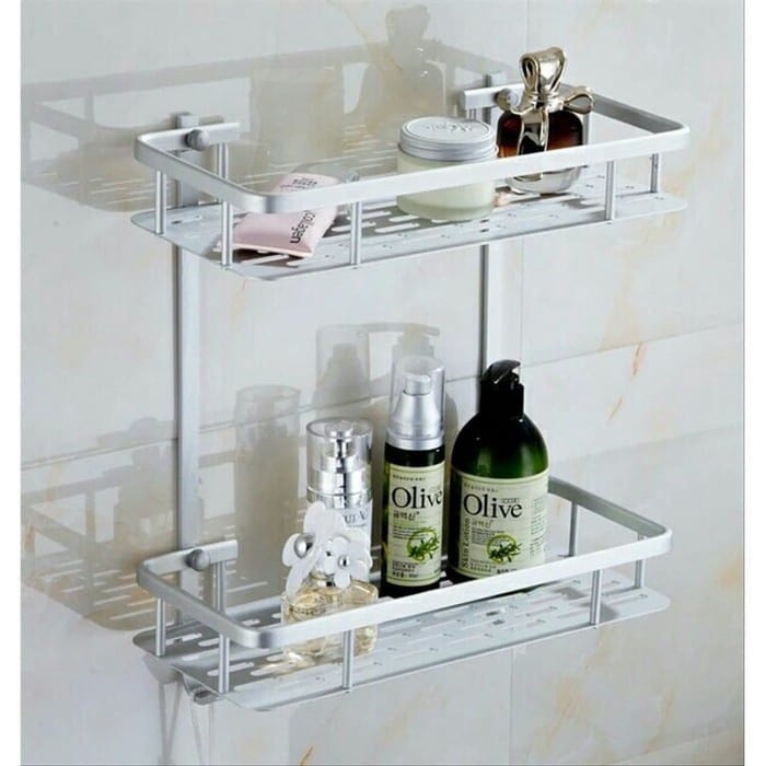 Rak Dinding Aluminium Kamar Mandi Kotak / Rak Dinding Stainless Steel / Rak Sabun Kabinet Kamar Mandi