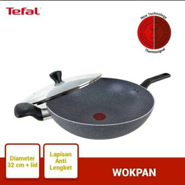 Tefal Natura Wokpan 32cm With Lid | Teflon Anti Lengket + Tutup