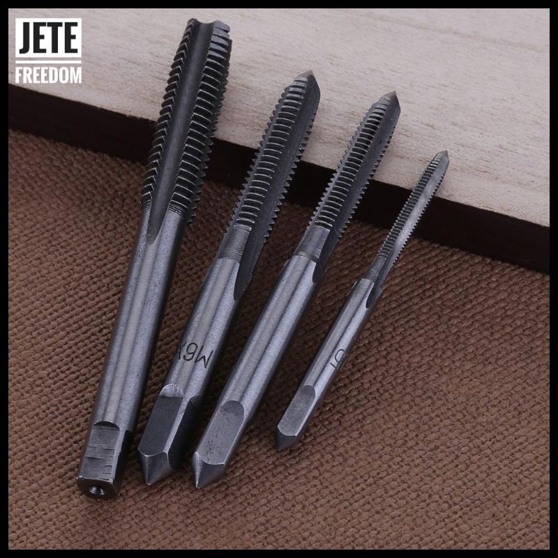 Alloet Hand Tap M3 M4 M5 M6 M8 Plus Gagang SET 6 PCS Mata Bor Wrench Drill Bit Hand Tapping Twist Bit Melubangi Baja Perkakas Petukangan Tools