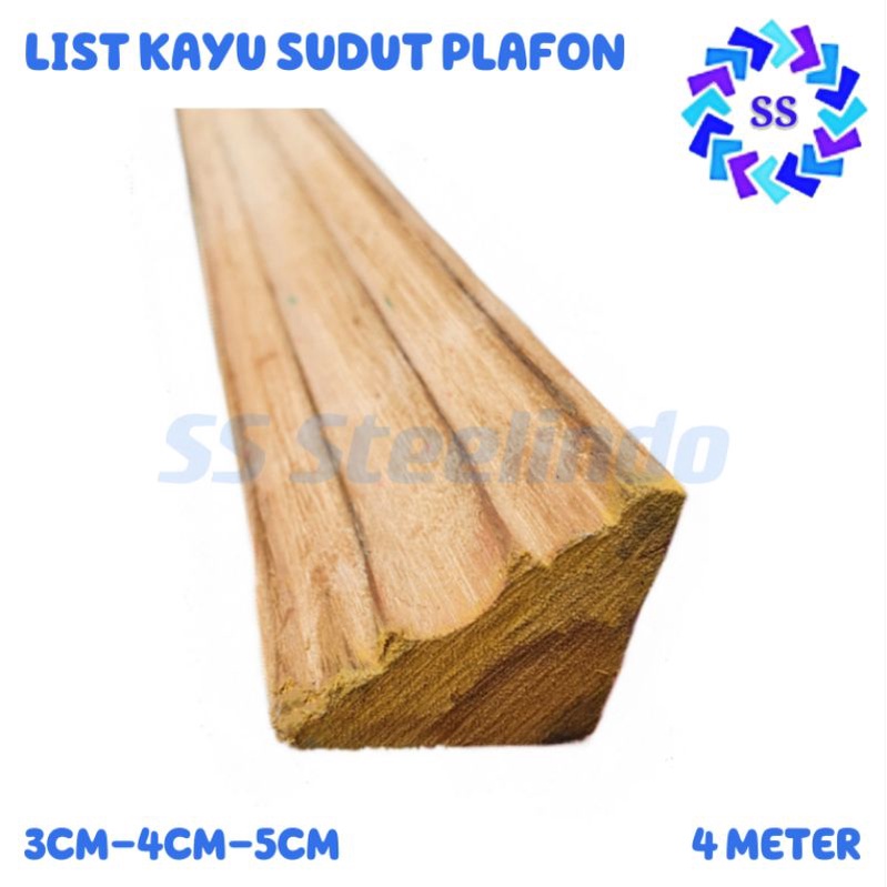 LIST KAYU SIKU SUDUT PLAFON 4 METER (DIAGONAL 3CM-4CM-5CM) BAHAN ALBA