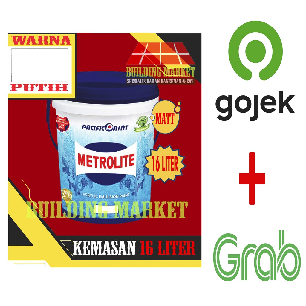 CAT PLAFON CAT TEMBOK METROLITE INTERIOR PUTIH KEBIRUAN 16 LITER