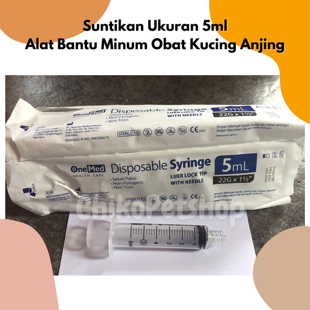 Suntikan ukuran 1ml/ 3ml/ 5ml - Alat bantu minum obat kucing dan anjing