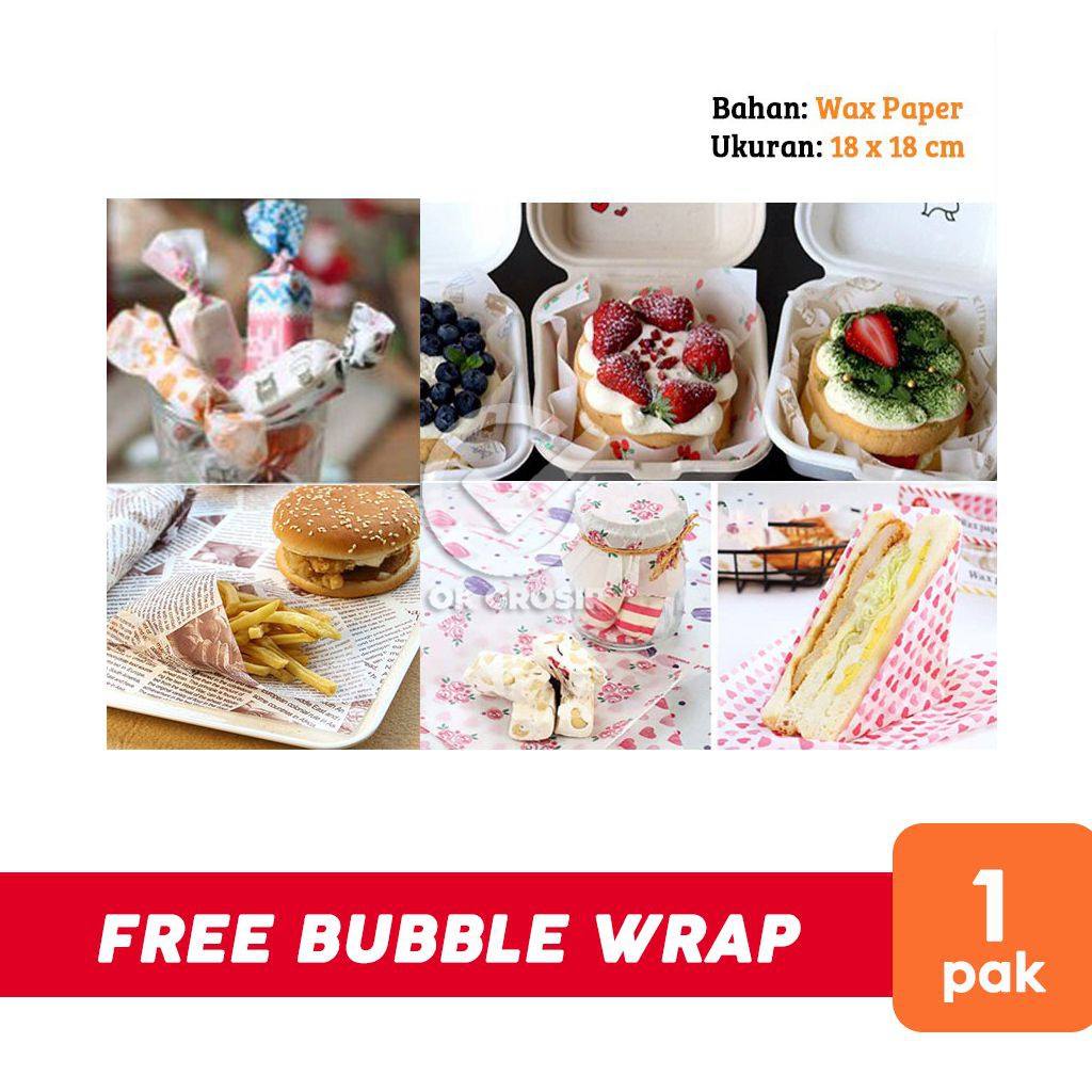

Wax Paper / Greaseproof Paper / Burger Sandwich Wrapper / Kertas Anti Minyak (1 pak)