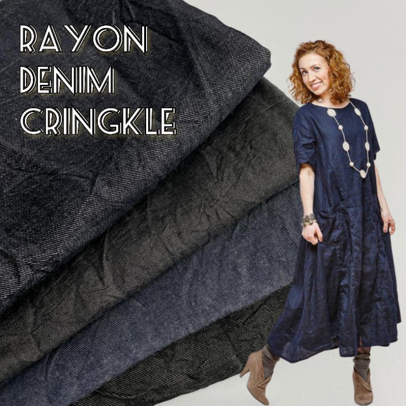 Kain Rayon Denim Kringkel Crinkle Cringkle Kringkle Import