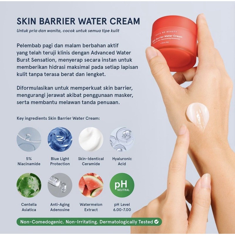 DEAR ME BEAUTY Skin Barrier Water Cream Moisturizer 30gr BPOM