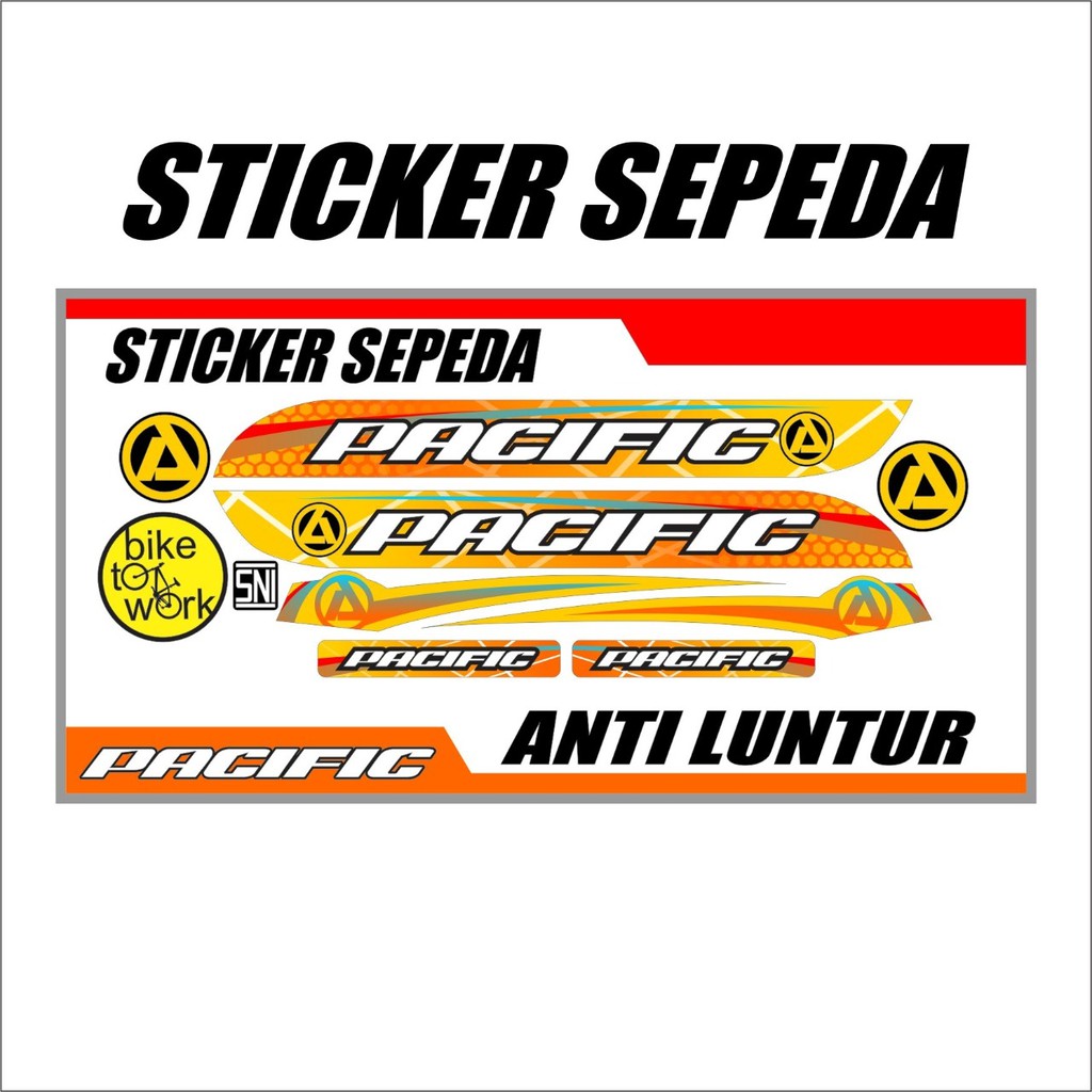 STICKER SEPEDA  PACIFIC KUNING