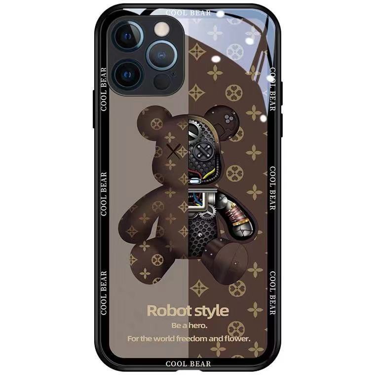 Casing ponsel pola kaca beruang dua warna untuk iPhone 12 13 11 Pro Max X Xs Max Xr 7 8 Plus Fgbl