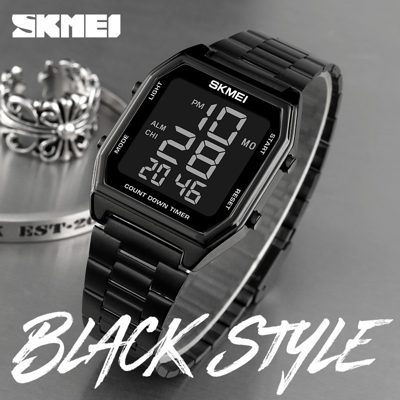 SKMEI 1735 Jam Tangan Pria Digital Tali Stainless WATCHKITE WKOS