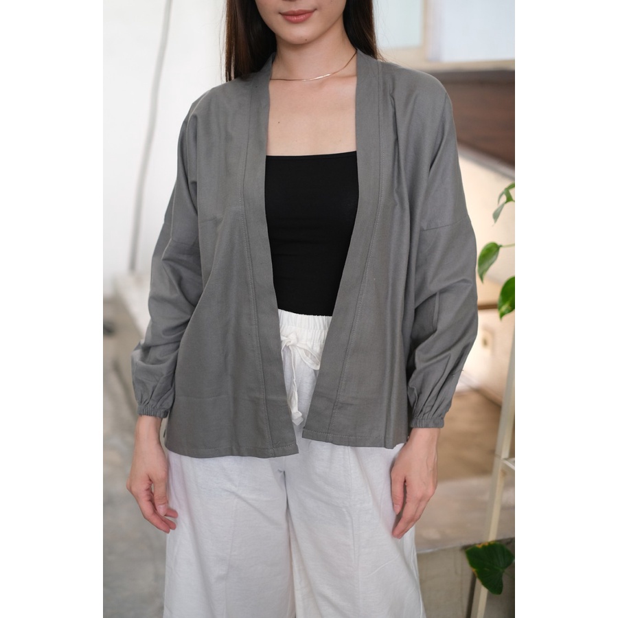 Cardigan Erika Lengan Balon Oversize Katun Linen