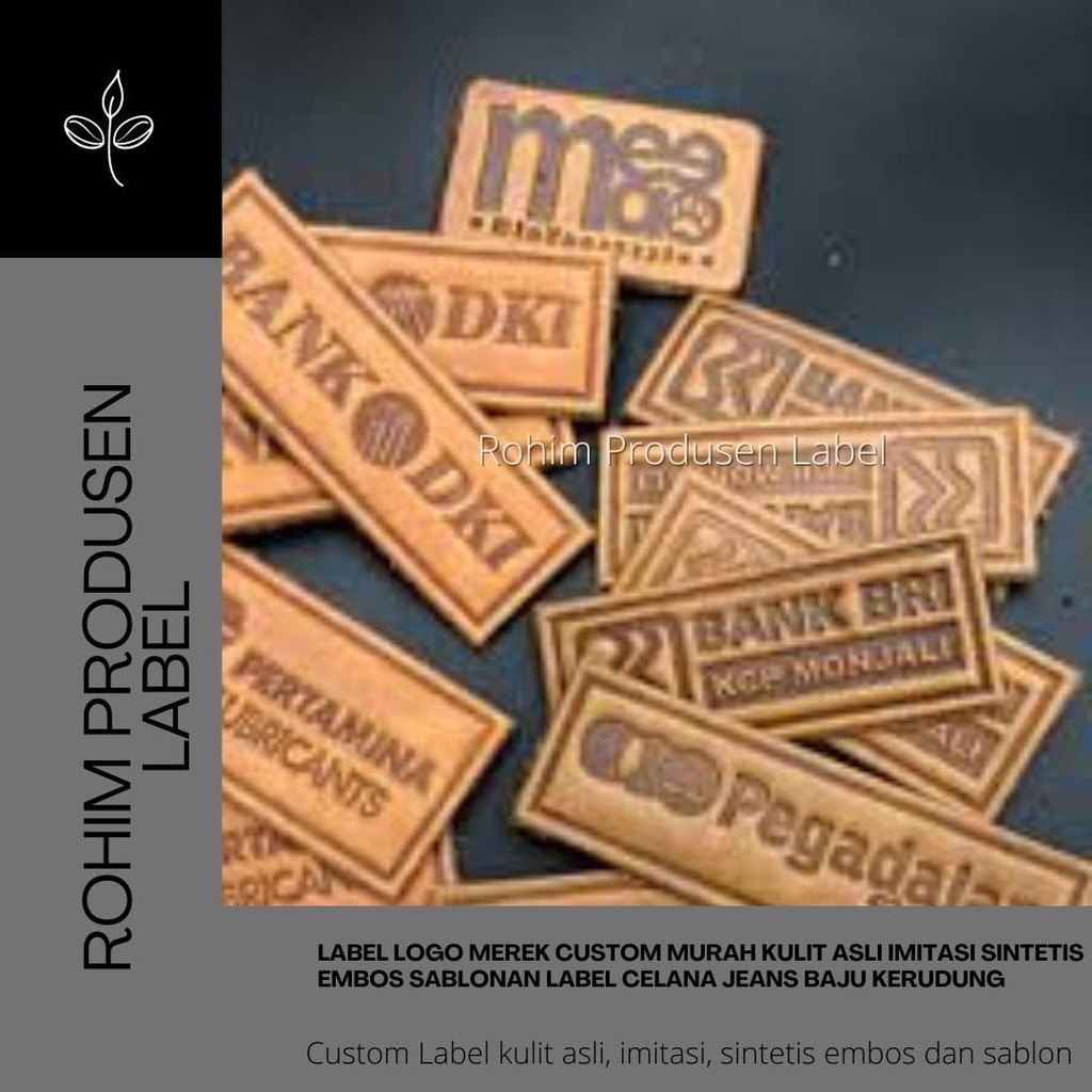 Label Logo Merek Custom Murah Kulit Asli Imitasi Sintetis Embos Sablonan Label Celana Jeans Baju 23