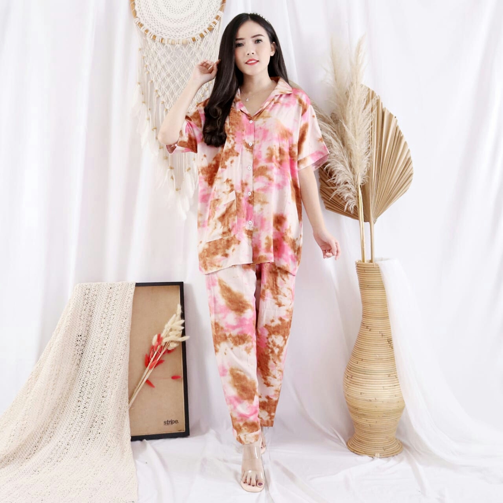 Set Piyama Tie Dye PP CP HP Anggi Bahan Rayon Size XL &amp; XXL  / Motif Tie Dye