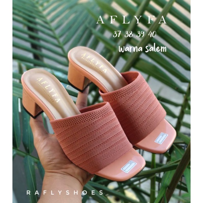 Sandal wanita Selop Rajut Hak 5cm AFLYFA RAFLY SHOES