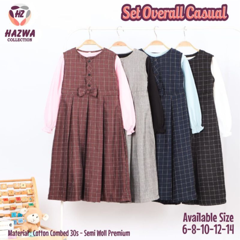 6-14T Set Overall Casual by Hazwa Collection / 2 in 1 Inner Outer Overall Rok