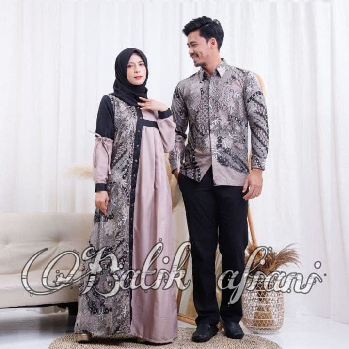 Batik Couple Keluarga Modern Terbaru 2022 Set Couple Batik Keluarga Gamis Jumbo Motif Albar