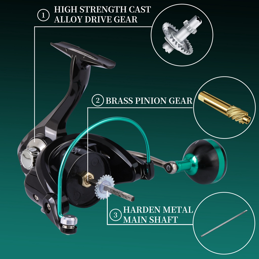 Memutar Gulungan Pancing 12+1 BB dengan gear ratio tinggi 5.0:1/4.7:1 untuk alat pancing air tawar.