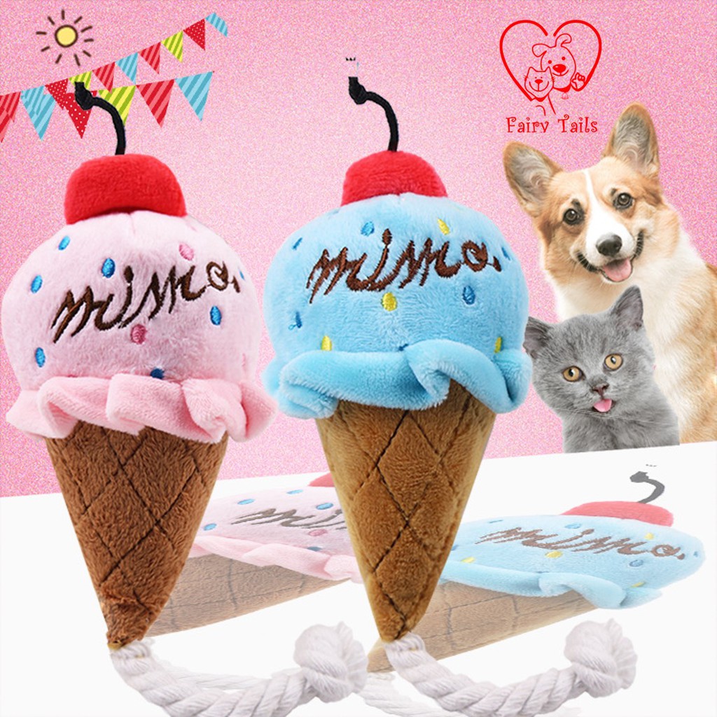 Mainan Interaktif Es Krim Cone (dengan tali) Untuk Anjing Kucing | Dog Cat Interactive Chew Toy