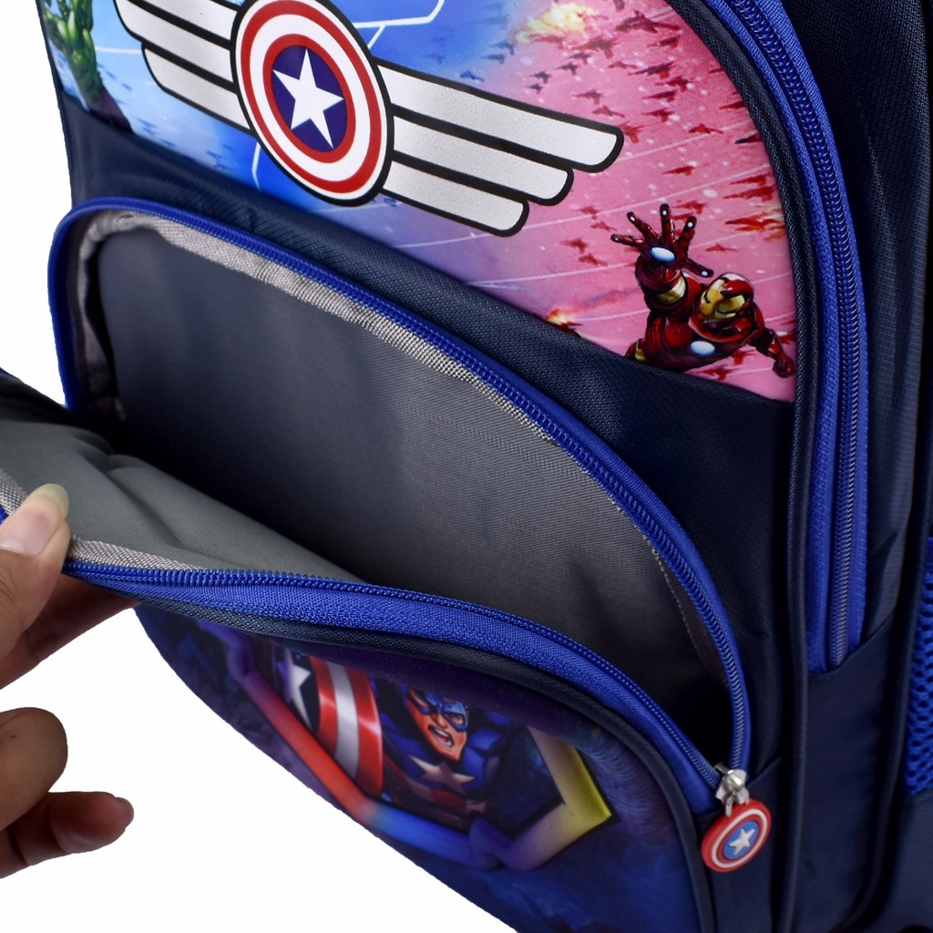 (RF) Tas Ransel Anak Cartoon 3050 Tas Sekolah Ransel Motif Captain America,Frozen,Spiderman Dan Unicorn