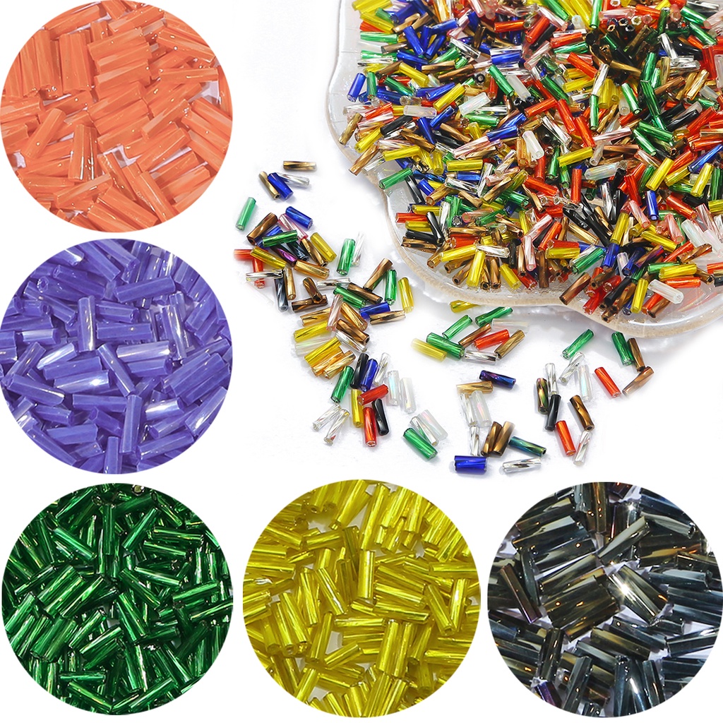 Warna Campuran 300 Pcs 2X6Mm Memutar Terompet Kaca Longgar Biji Spacer Tabung Leptospira Manik-manik untuk Membuat Perhiasan DIY  Aksesoris