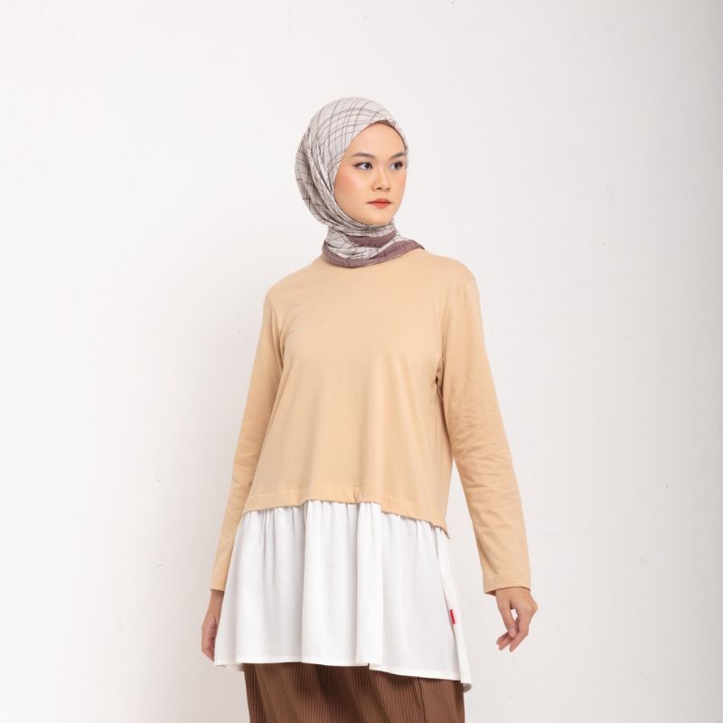 DAUKY FASHION HIJAB ATASAN TUNIK COMBED RUFFLES RAYON POLOS KOLEKSI TERBARU