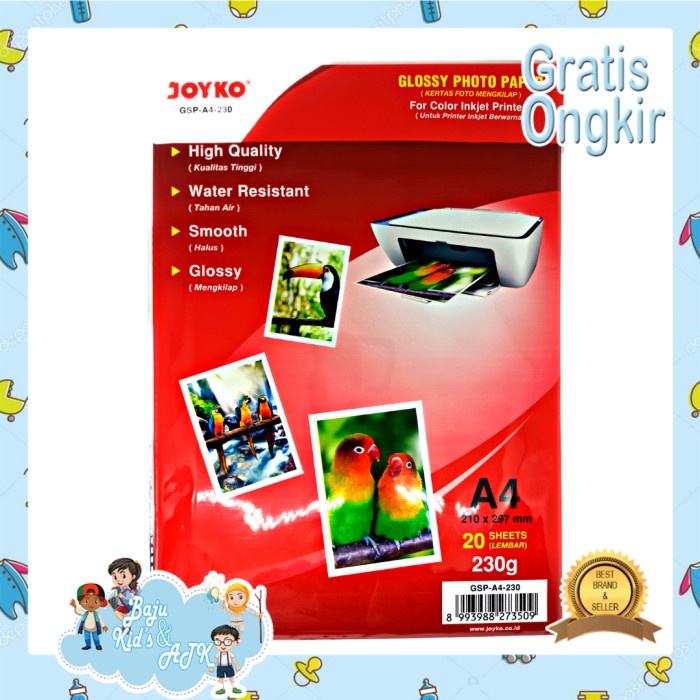 

Senikertas- Kertas Foto / Glossy Photo Paper Joyko Tebal 230 Gr Gsm Gram -Kertas-Seni.