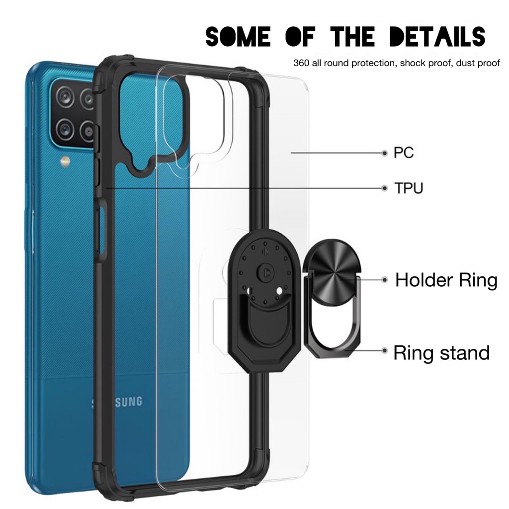 Case Protection PC casing + ring stand Samsung A01 Core,A02/M02,A02s/M02s,A10/M10,A10s, A11,A12,A20,A30,A30s,A20s,A21s,A50, A50s, M10s, M11, J2 Prime, J6+ 2018, Vivo Y12/Y15/Y17, Y91, Y93, Y95, Infinix Hot 9 Play, Hot 10 Play, Note 7, Note 7 Lite, Smart 5