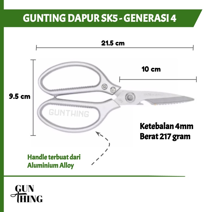 Gunting Dapur Serbaguna Multifungsi. Gunting Gerigi Jepang SK5 GENERASI ke 4