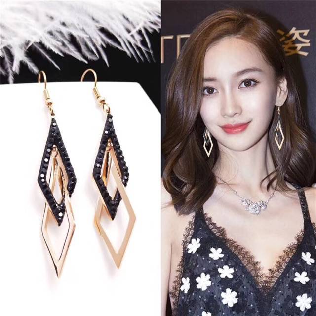 Anting fashion / anting titanium import / anting korea style black stone anti karat