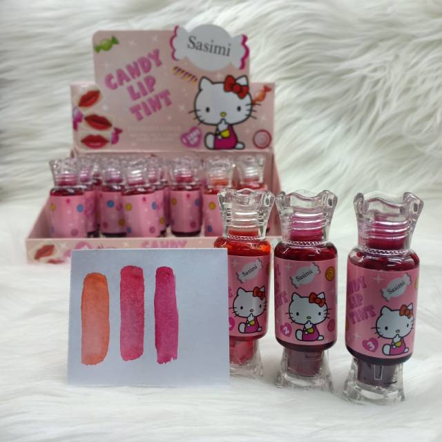 LIP TINT CANDY SASIMI HELLO KITY PERMEN ISI 3.PCS