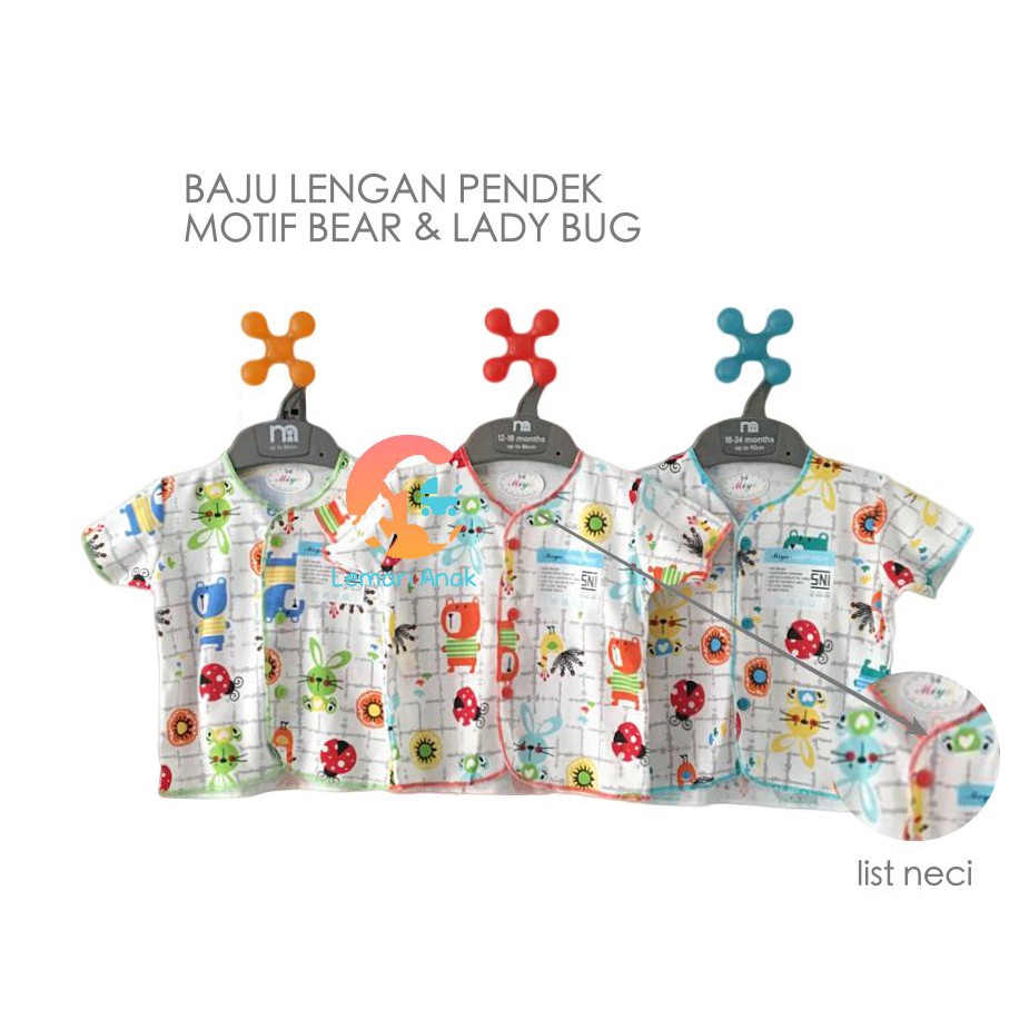 MIYO 3 Piece Baju  Bayi  Lengan  Pendek  Motif 0 3 Bulan 