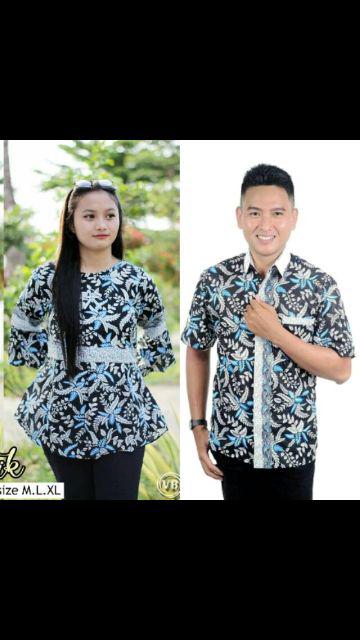 Rama Shinta Couple - Sarimbit Batik Couple Atasan Tunik Sogan Blarak Kipas Cendrawasih Mega Mendung