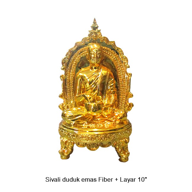 Patung / Rupang Arca Sivali duduk emas Fiber + Layar 10"