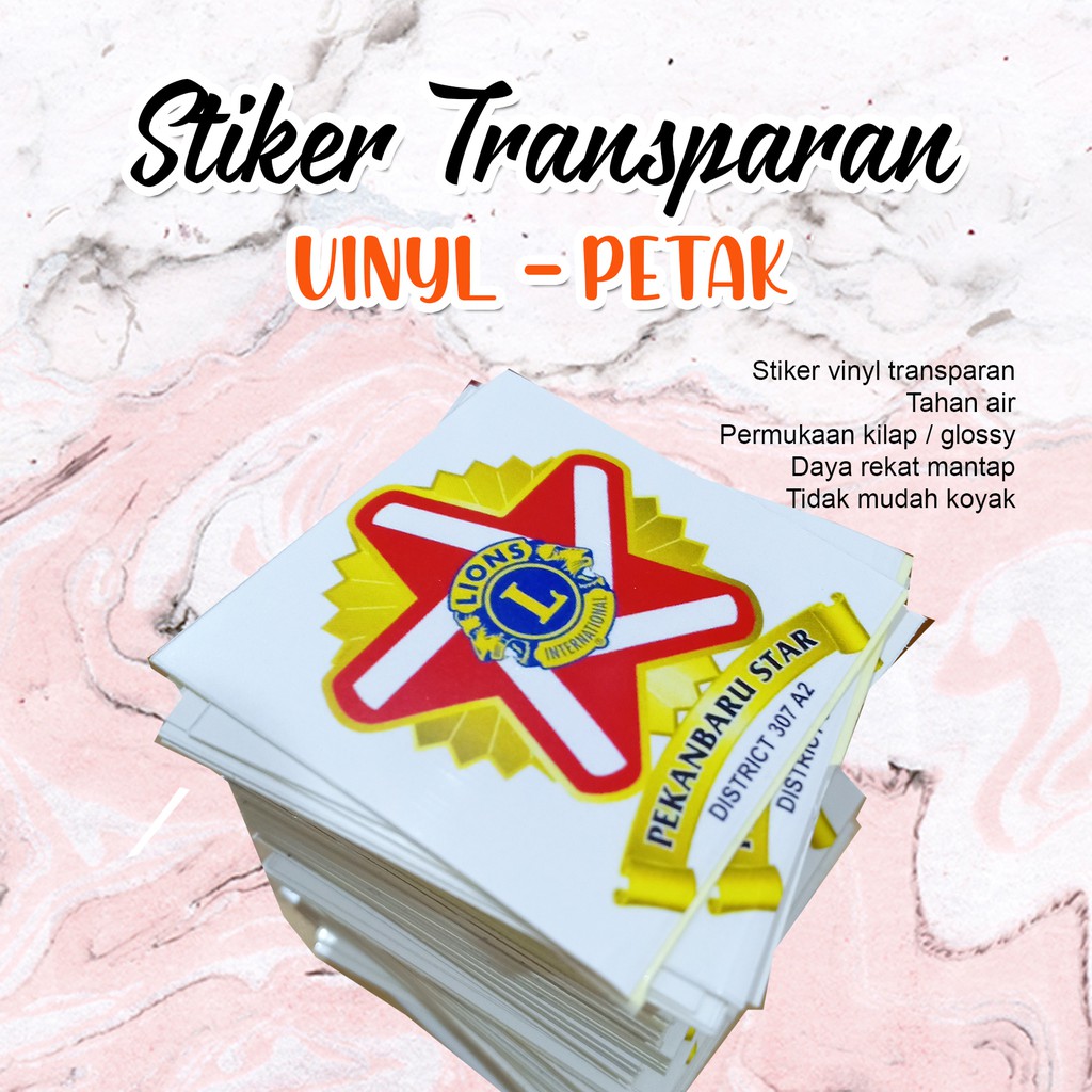 

CETAK STIKER LOGO PETAK TRANSPARAN / VINYL BENING Label (HARGA PROMO)