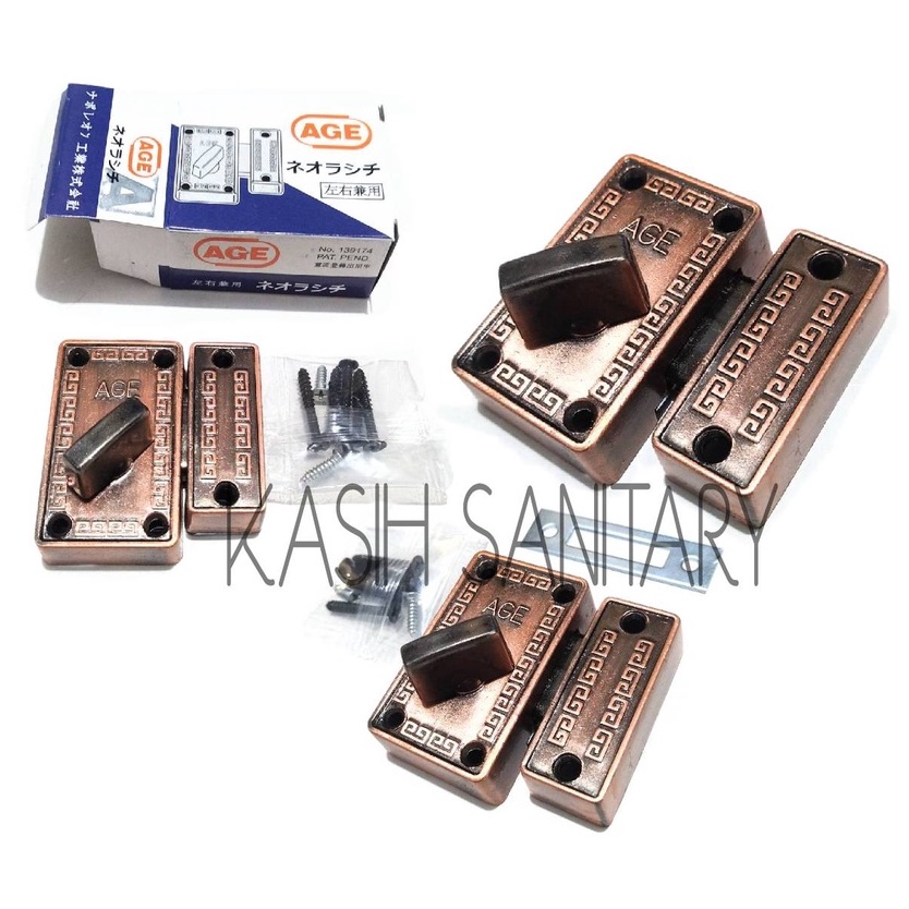 Grendel slop putar coklat antik grendel kuno AGE murah grendel kunci pintu