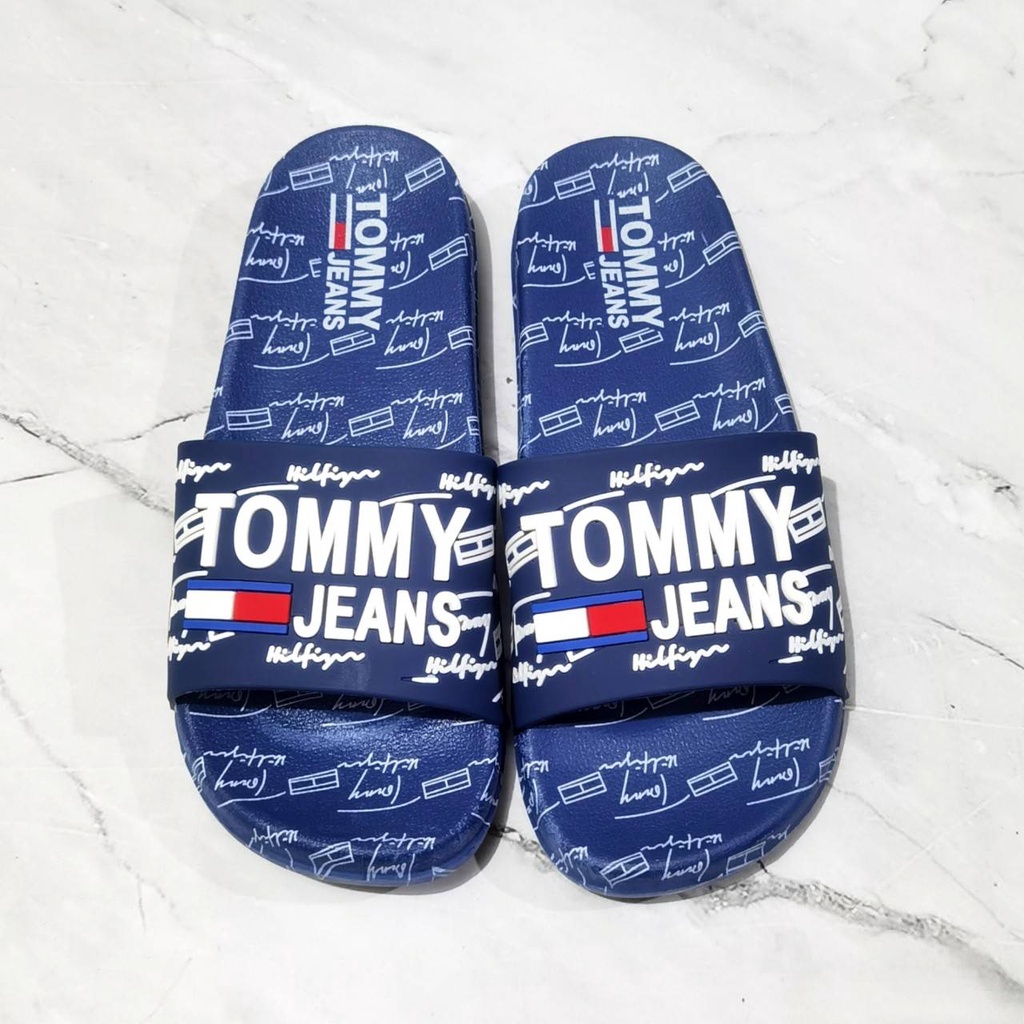 PROMO MURAH SANDAL PRIA IMPORT TOMMY JEANS HILFIGER NAVY GRADE ORIGINAL 100% FULL KARET LENTUR