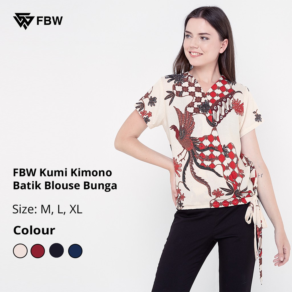 Blouse Batik Wanita - FBW Kumi Kimono Batik Blouse Bunga
