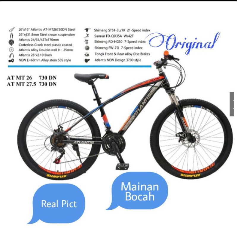 Sepeda Gunung MTB Atlantis AT-730 DN 26 Inch 3x7 Speed