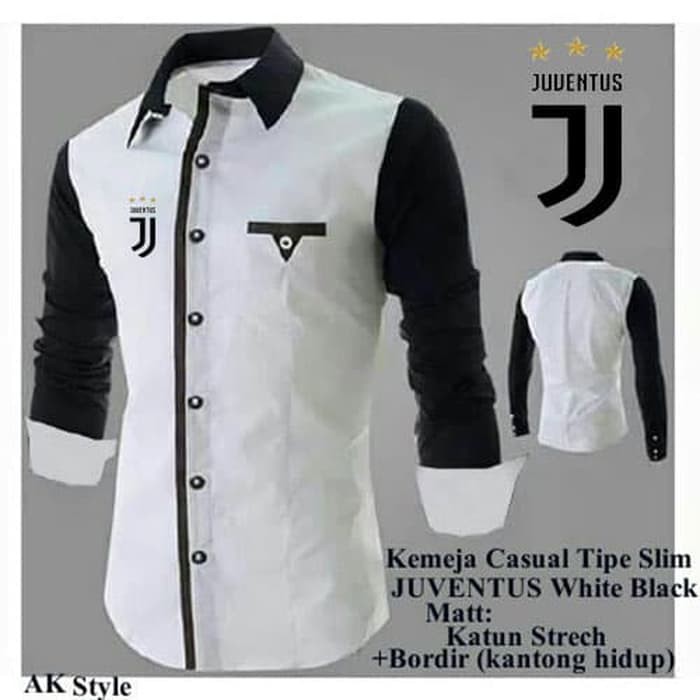 kemeja pria katun lengan panjang kemeja Juventus